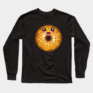 Smiling friendly Cartoon Donut Long Sleeve T-Shirt